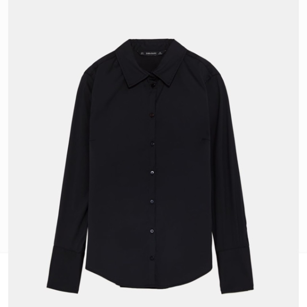 Zara Black Poplin Shirt Size S